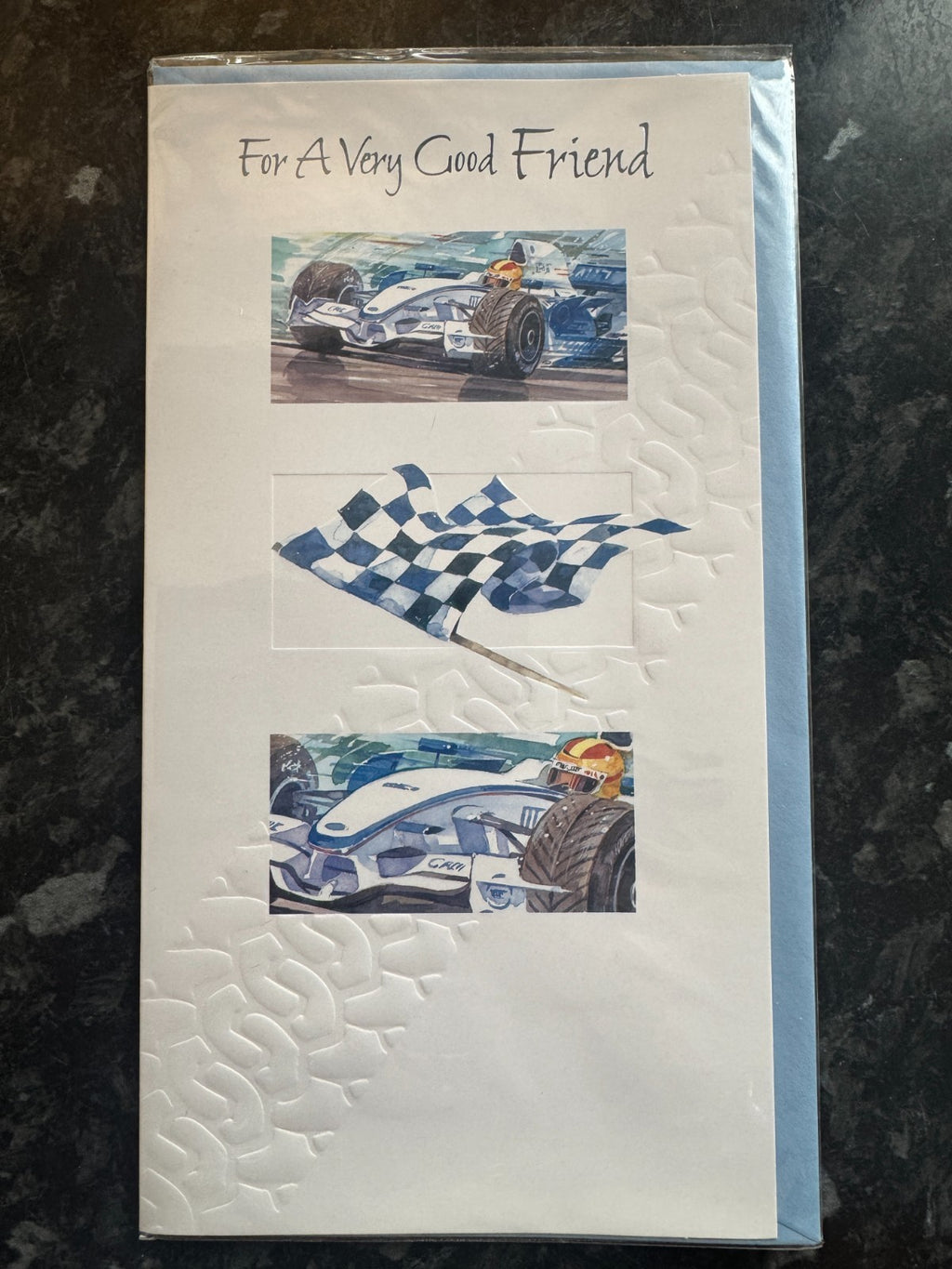 Formula 1 Birthday Card For A Very Good Friend F1 Race Car Embossed Med 13x23cm