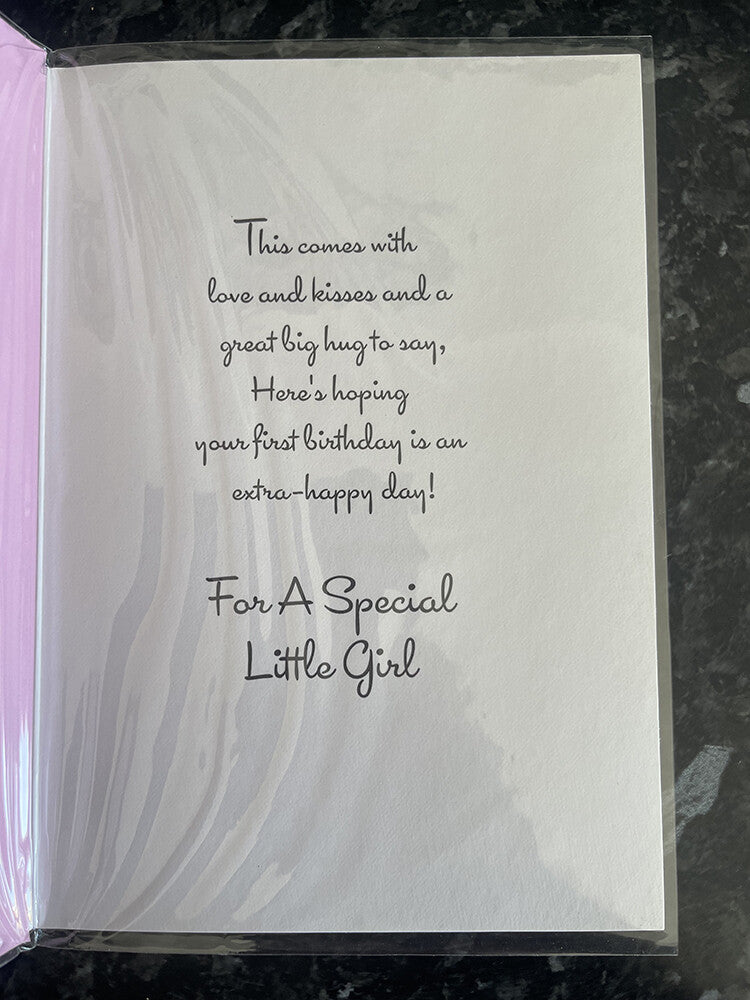 Age 1 Female Birthday Card 1st Cute Girl Giraffe Flowers