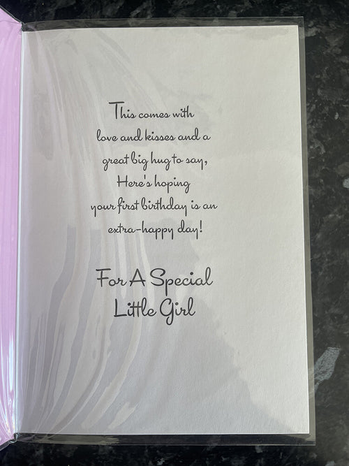 Age 1 Female Birthday Card 1st Cute Girl Giraffe Flowers