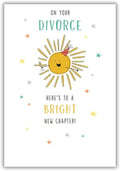 Funny Divorce Card ? Smiling Sun & Bright New Chapter ? Quality Finish ? 14x21cm