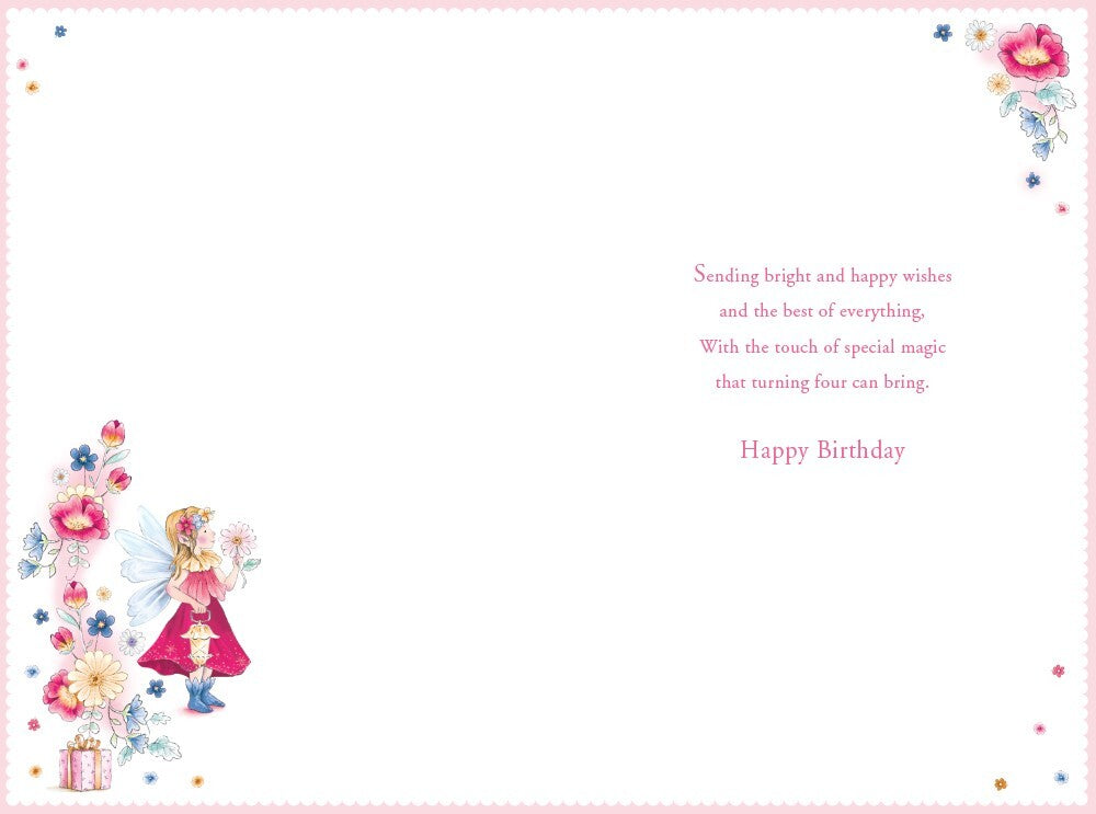 Great Granddaughter 4th Birthday Card Age 4 Dandelion Fairy 9" x 6" Lovely Verse