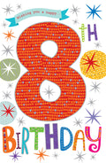 Happy 8th Birthday Card Wishing You a 8 Birthday Bright Party Design