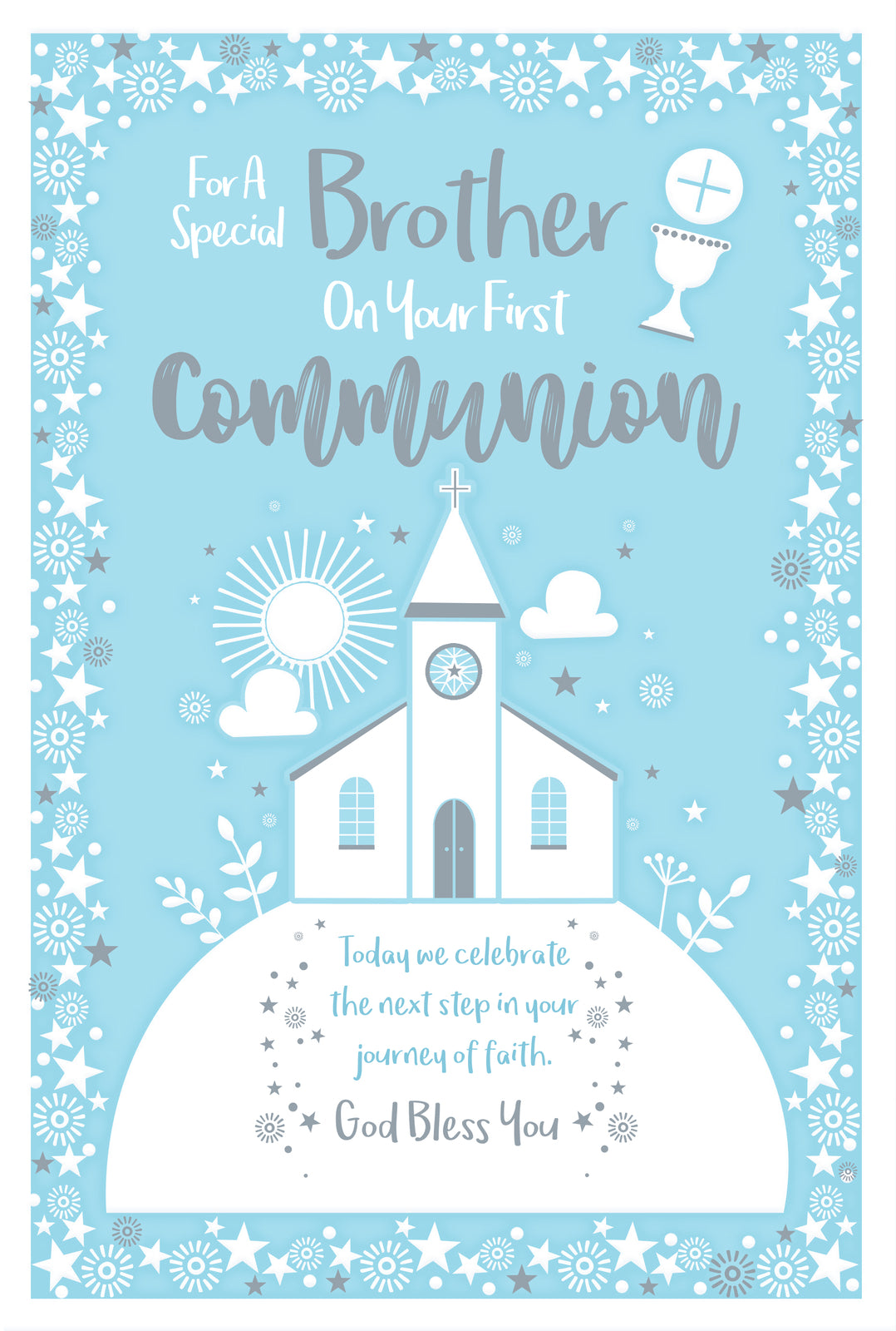 Brother First Holy Communion Card Modern Church 15x23cm Free UK P&P NMT058