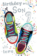 Son 9th Birthday Card Age 9 With Love Trainers Happy