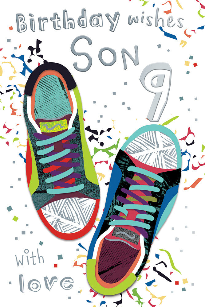 Son 9th Birthday Card Age 9 With Love Trainers Happy