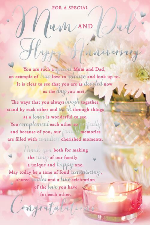 Mum & Dad Anniversary Card For A Special Candle Design Sentiments Lovely Verse
