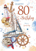 Happy 80th Birthday Card Male Foil Finish 8" x 6" Lovely Verse