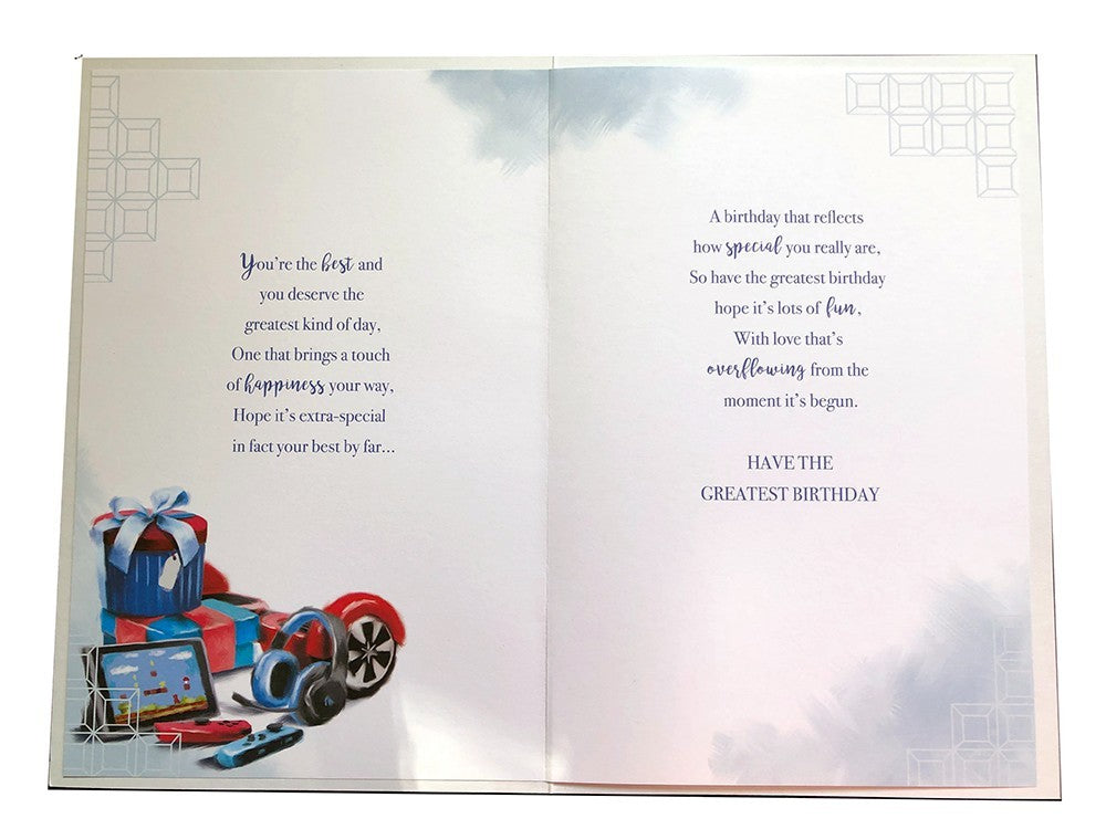 Cousin Birthday Card Gaming Gamer Theme Boys Male Quality Verse Silver Foil