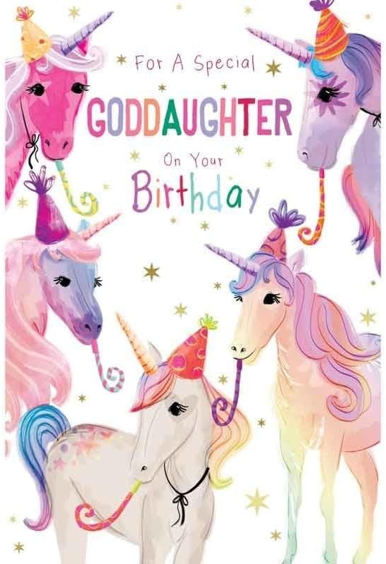 Birthday Card for Goddaughter  Unicorn Design  15x23cm  Colour Insert