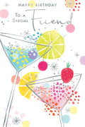 Friend Happy Birthday Card Bright Cocktail Glass Female Lovely Verse