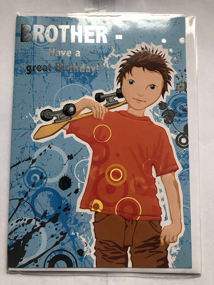 Brother Happy Birthday Card Boy Sakateboard