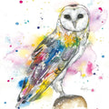 Owl Greeting Card  Colourful Watercolour Wildlife  16x16cm  Blank Inside