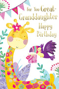 Great Granddaughter Birthday Card Cute Giraffe Happy  Lovely Verse