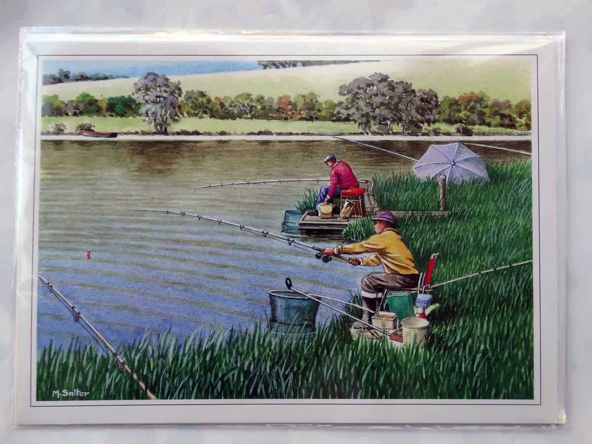 The Match Fishing Contest Design Open Blank Christmas Birthday Card