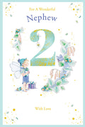 Nephew 2nd Birthday Card Age 2 Catkin Pixie 9" x 6" Lovely Verse
