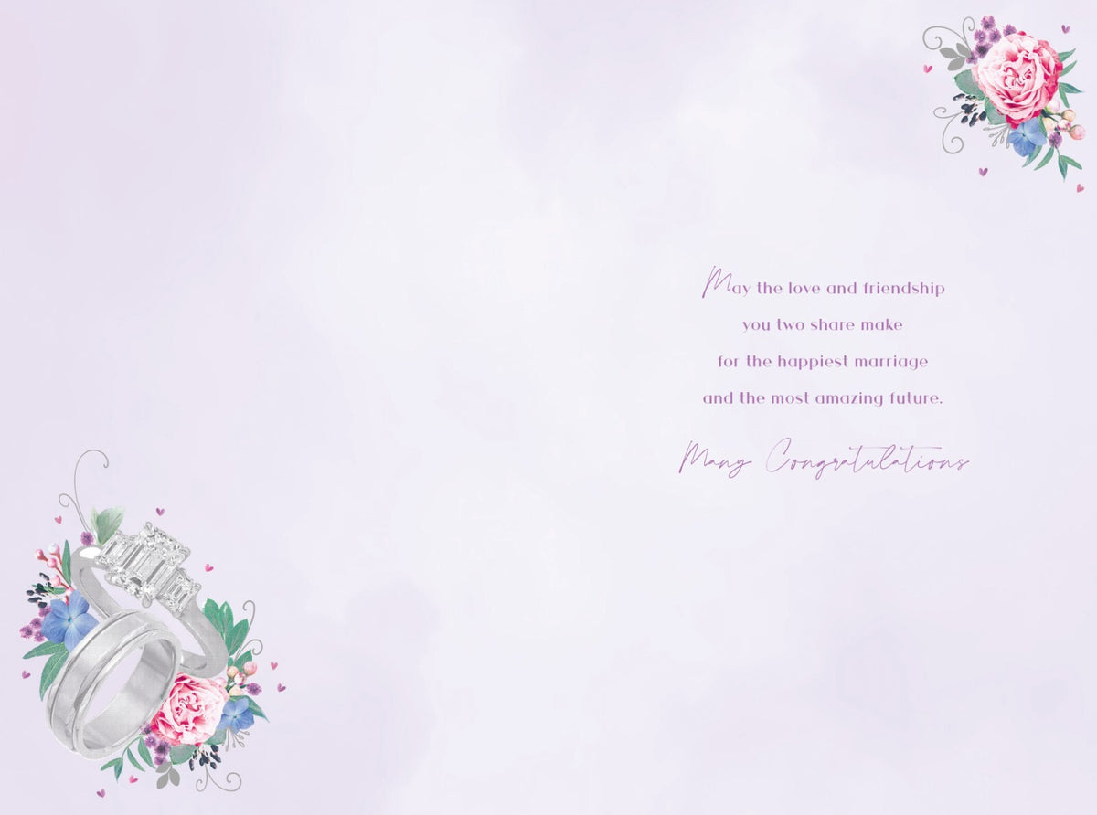 Son & Wife Wedding Day Card Rings Foil Finish Lovely Verse