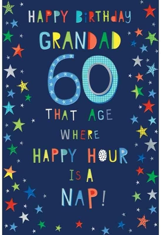 60th Birthday Card for Grandad  Humorous Star Design  15x23cm Insert