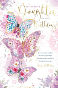 Birthday Card for Daughter  Butterfly Design  15x23cm  Colour Insert