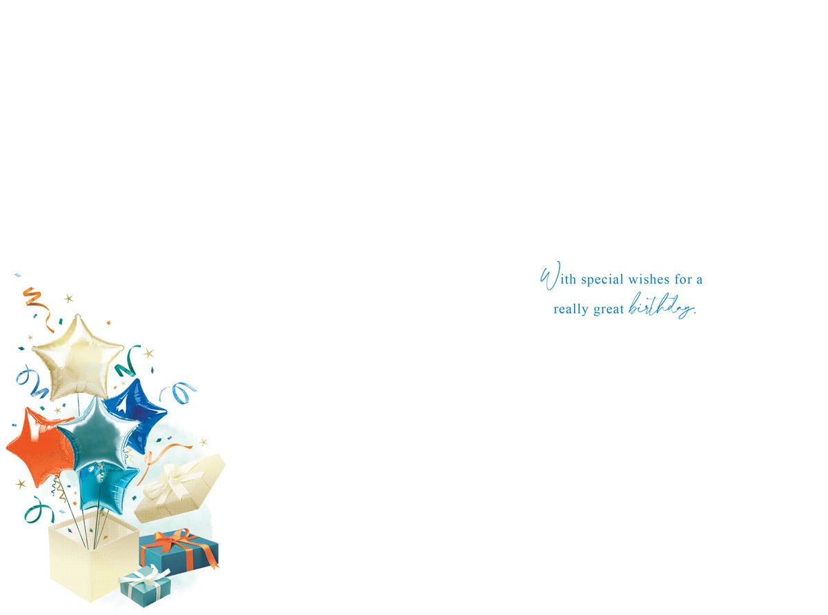 Happy 18th Birthday Card Male Foil Finish 9" x 6" Lovely Verse