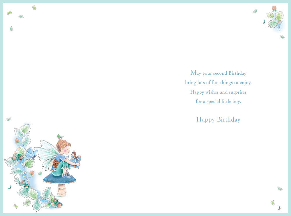 Great Grandson 2nd Birthday Card Age 2 Acorn Pixie 9" x 6" Lovely Verse