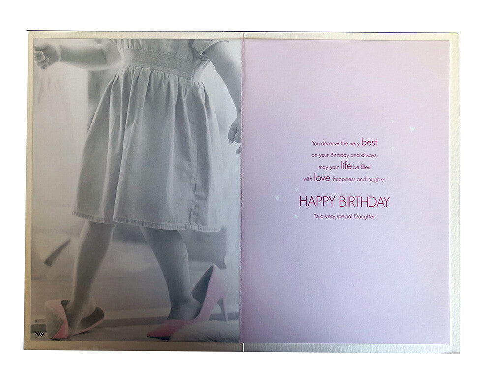 Daughter Happy Birthday Card Girl In Mums Pink Shoes Photo Design Lovely Verse