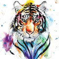 Tiger Greeting Card  Colourful Watercolour Wildlife  16x16cm  Blank Inside
