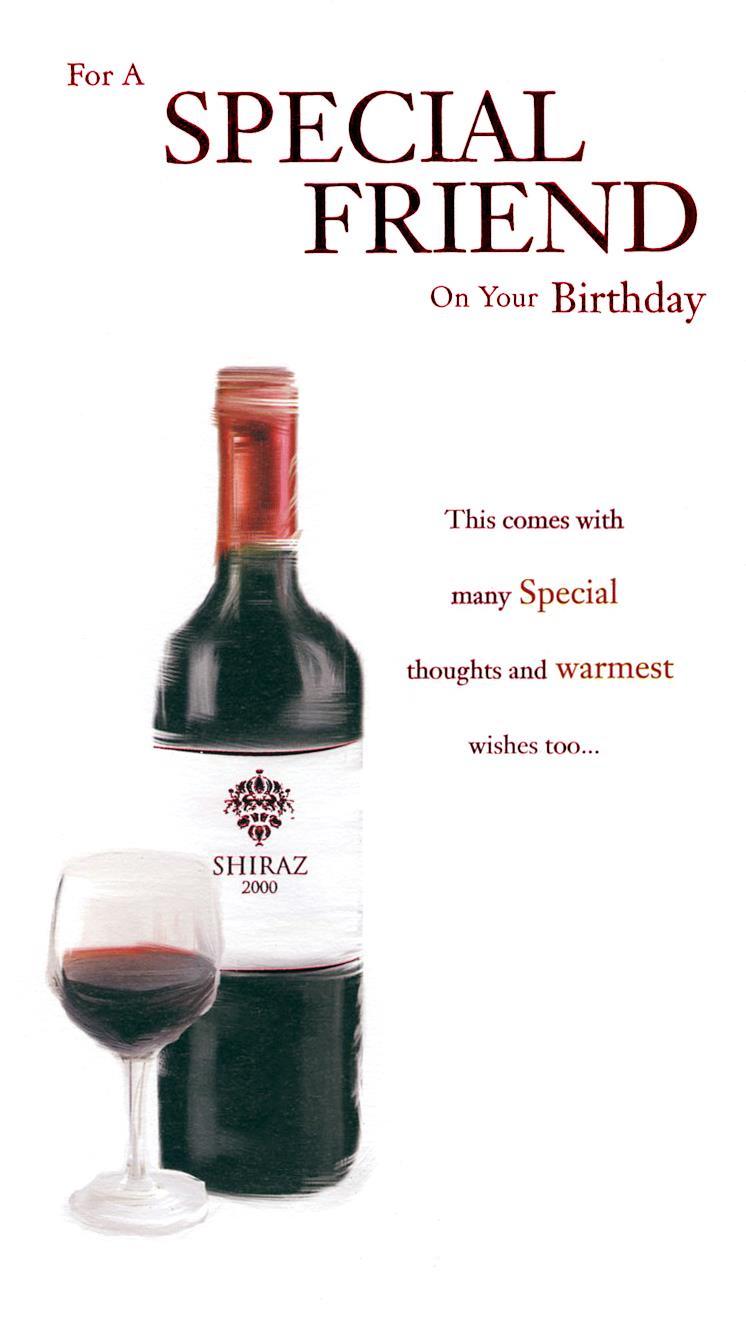 Friend Happy Birthday Card Red Wine Design Quality Lovely Verse