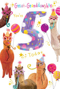 Great Granddaughter 5th Birthday Card Age 5 Alpacas 9" x 6" Lovely Verse