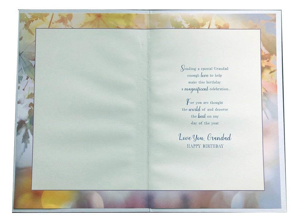 Special Grandad Birthday Card - Autumn Leaves Design, Heartfelt Verse