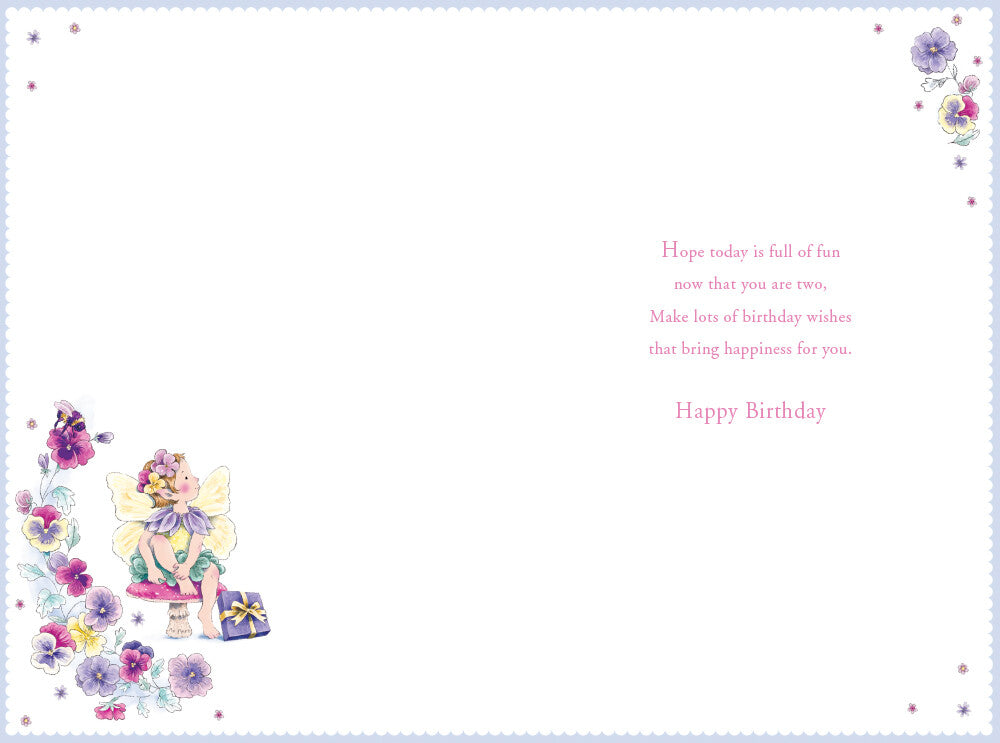 Granddaughter 2nd Birthday Card Age 2 Pansy Fairy 9" x 6" Lovely Verse