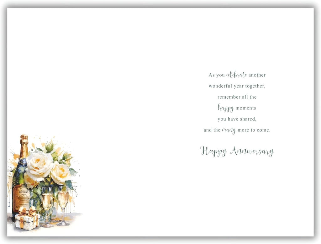Brother & Sister-in-law Anniversary Card  Champagne & Roses  15x23cm