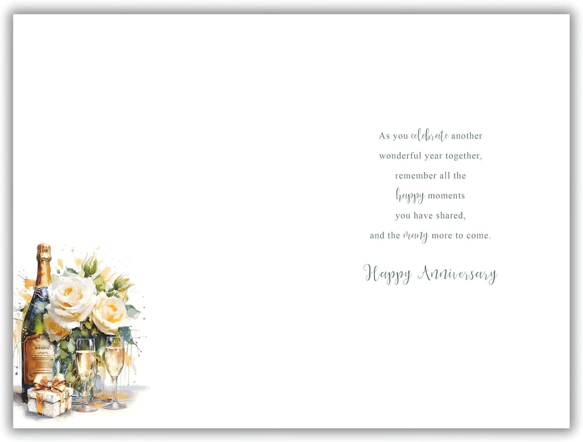Brother & Sister-in-law Anniversary Card  Champagne & Roses  15x23cm