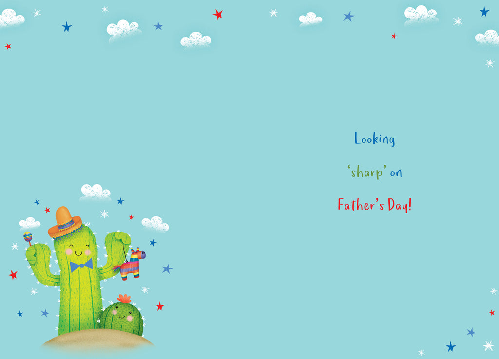 Fathers Day Card Open I Look Up To You Cactus Lovely Verse