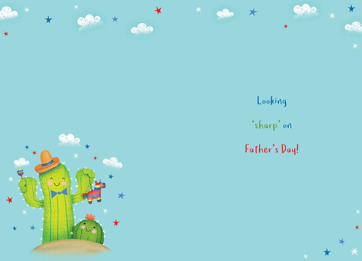Fathers Day Card Open I Look Up To You Cactus Lovely Verse