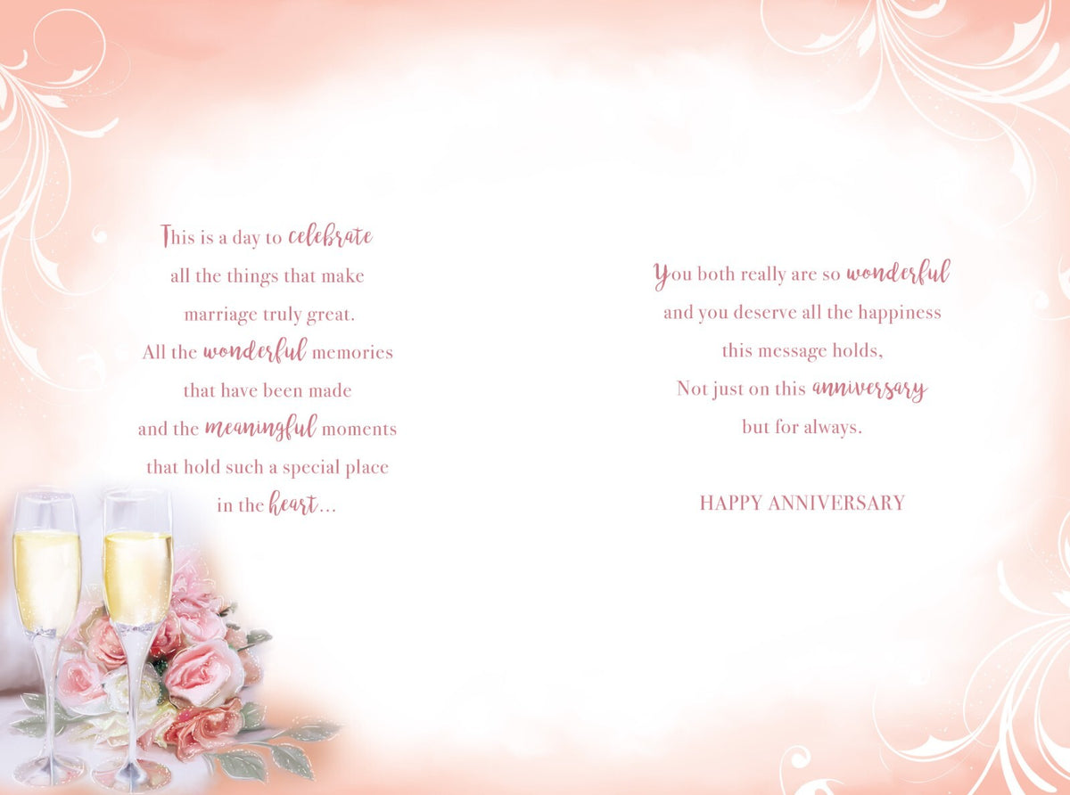 Mum & Dad On Your Coral 35th Champagne Roses Happy Anniversary Card Lovely Verse