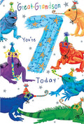 Great Grandson 7th Birthday Card Age 7 Iguanas 9" x 6" Lovely Verse