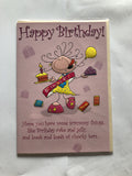 Open Female Happy Birthday Card Girl Chocolate Party Cake Balloons