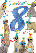 Grandson 8th Birthday Card Age 8 Meerkats 9" x 6" Lovely Verse