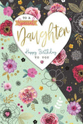 Daughter Happy Birthday Card Heart & Flowers Design Lovely Verse