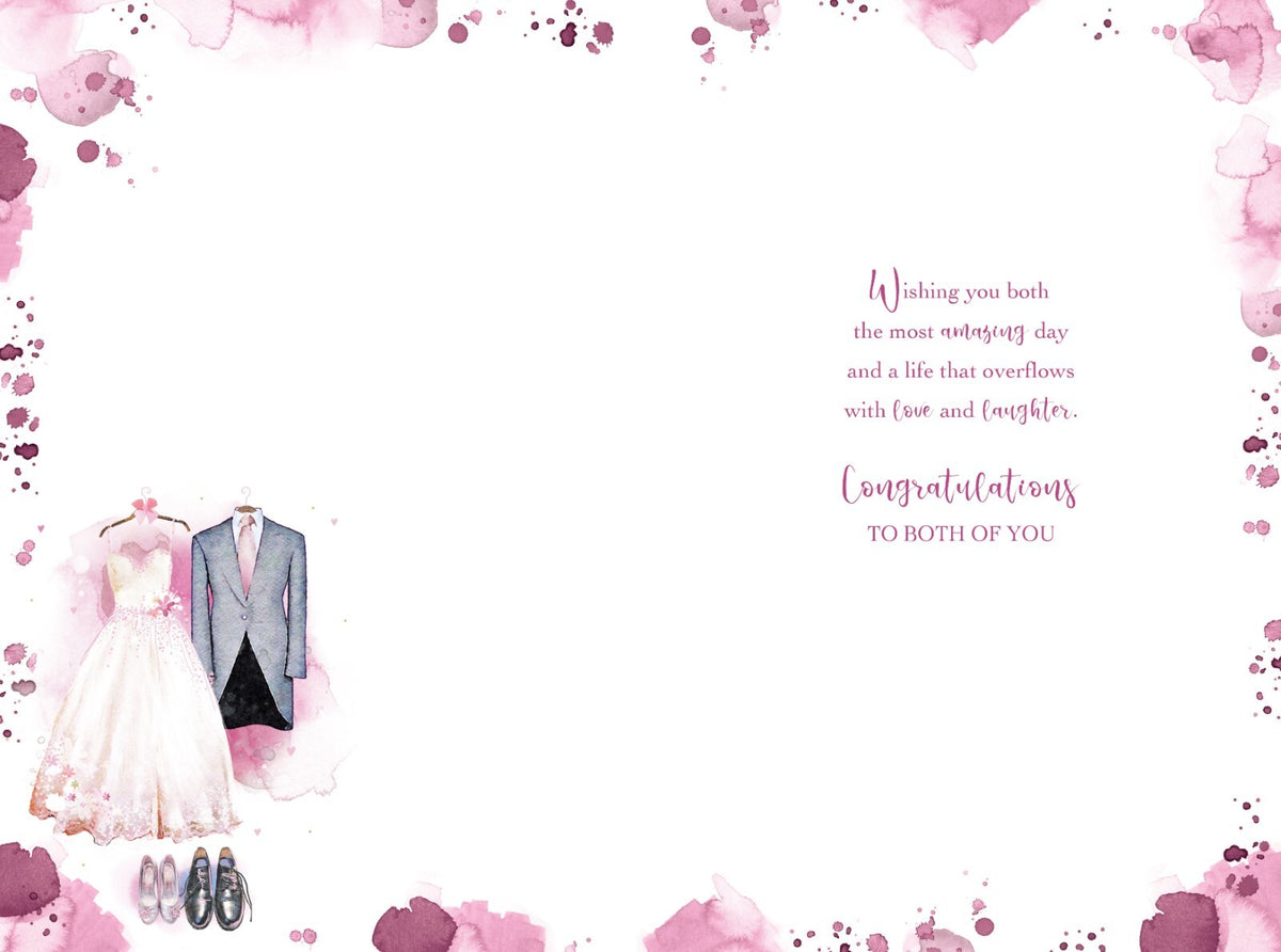 Wedding Day Card Dress Suit Shoes Foil Finish Lovely Verse
