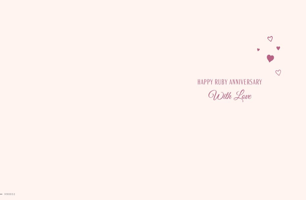 Ruby 40th Anniversary Card Classic  8 x 6 " - Foil Embossed