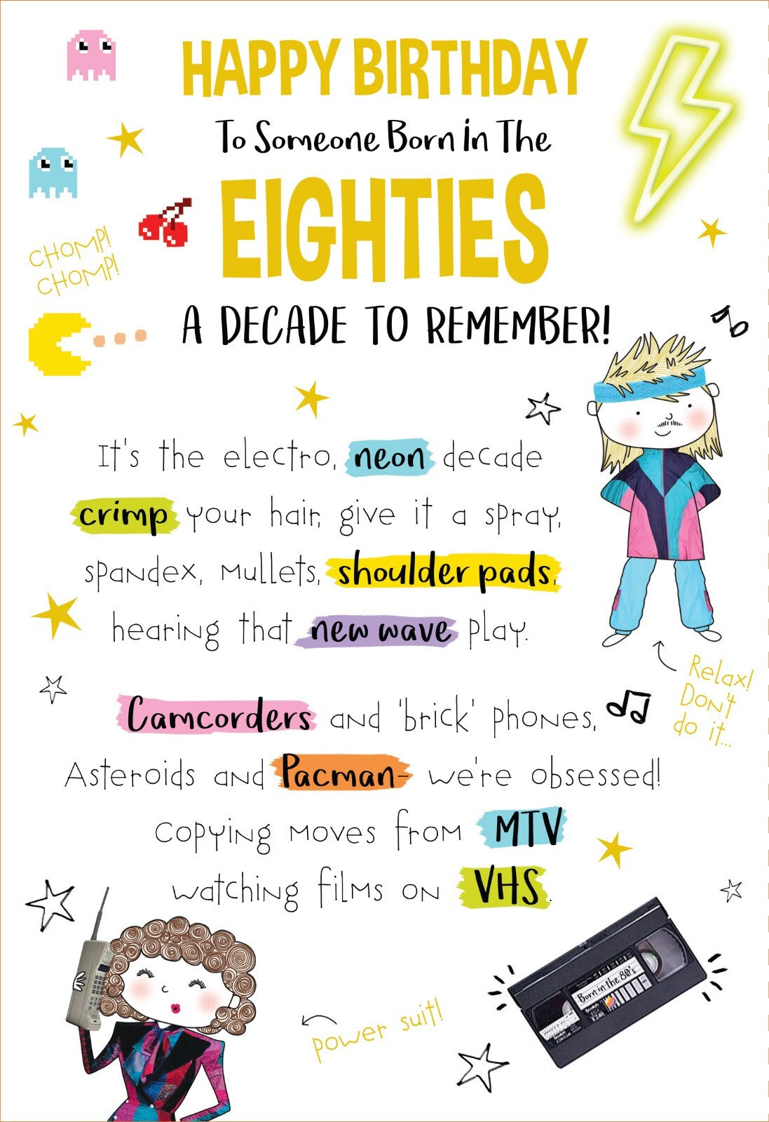Someone Born In The 80's Happy Birthday Card A Decade To Remember 1980's