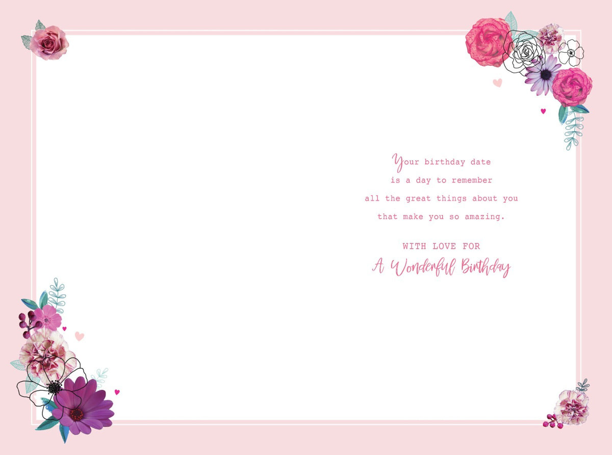 Daughter 60th Birthday Card - Floral Wreath Design - Special 60 Today