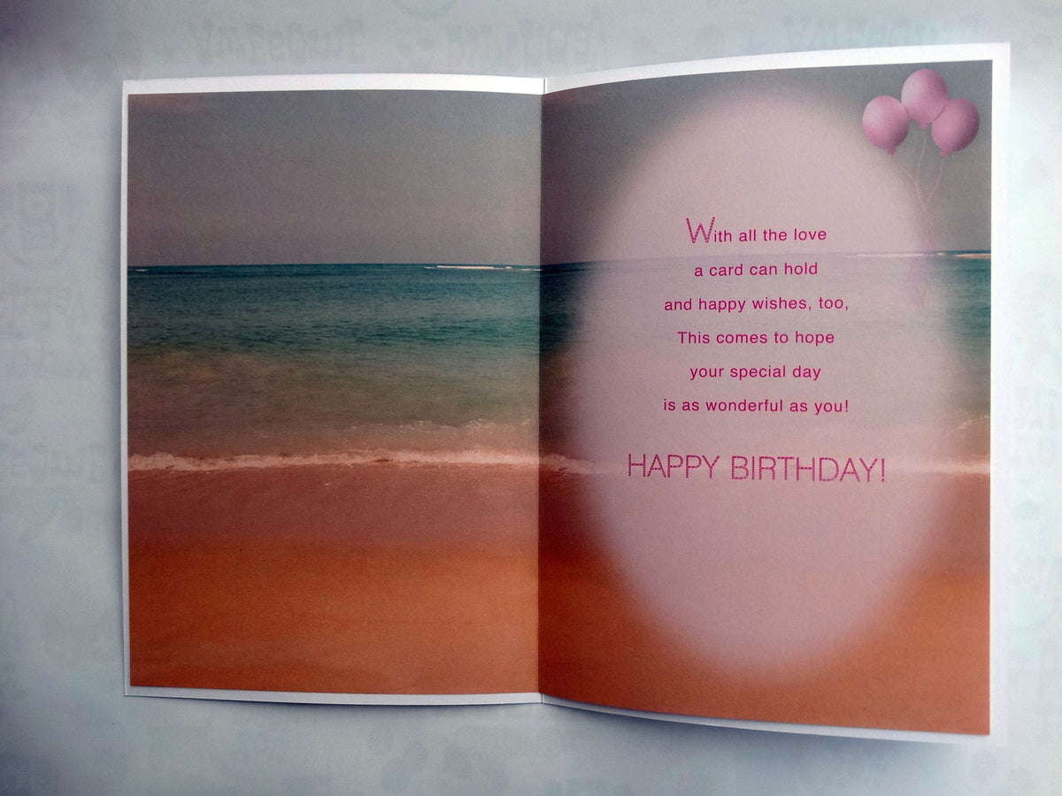 Goddaughter Happy Birthday Card A Big Wish For A Special Beach & Balloon Design