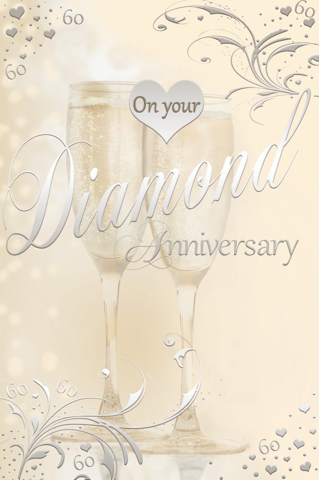 60th Diamond Anniversary Card On Your Champagne Design Greeting Lovely Verse