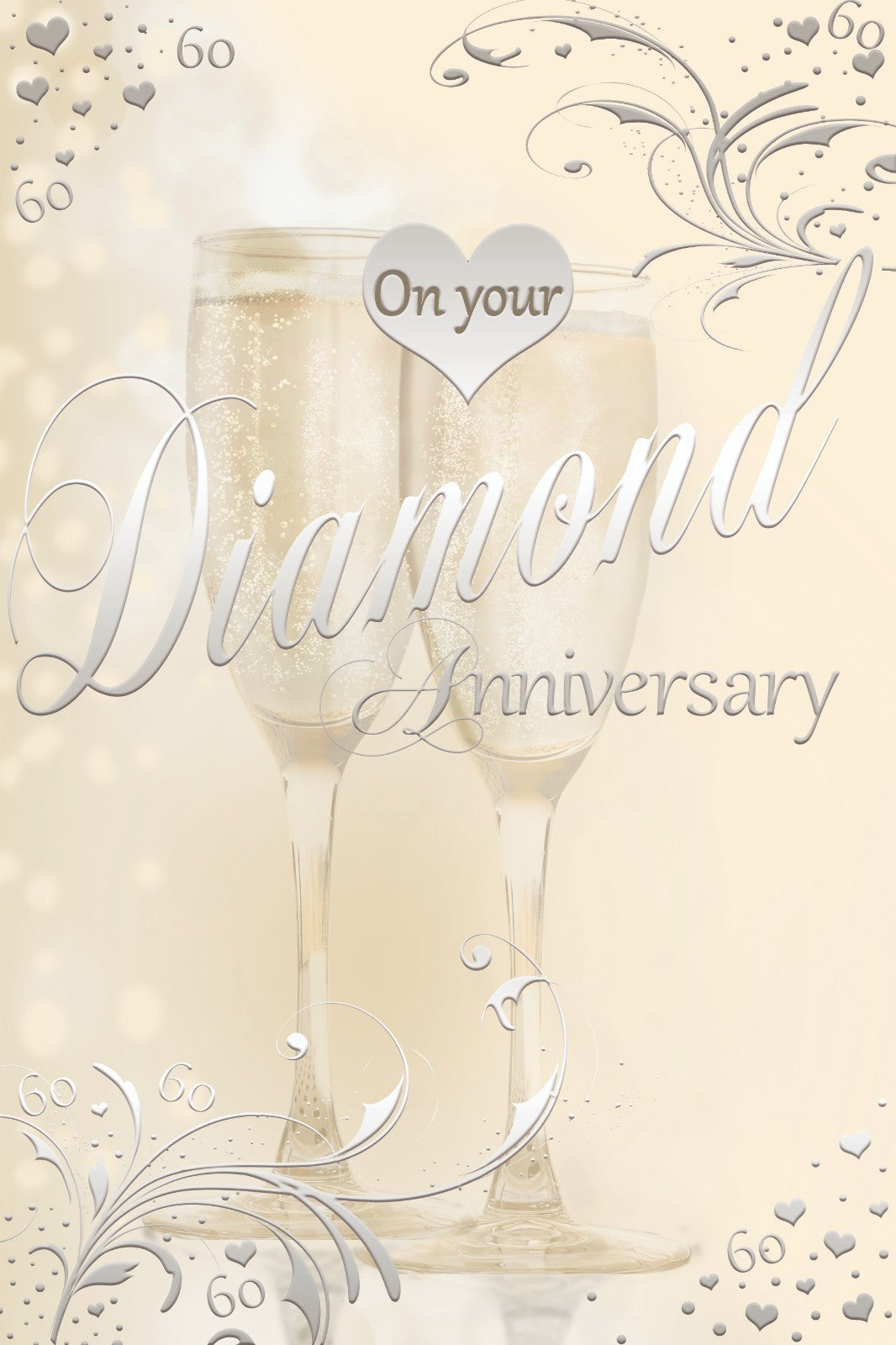 60th Diamond Anniversary Card On Your Champagne Design Greeting Lovely Verse
