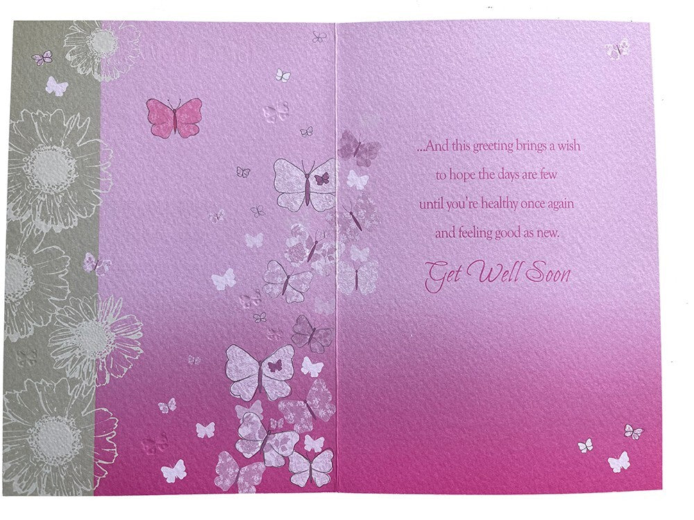 Get Well Soon Card Butterfly Flowers