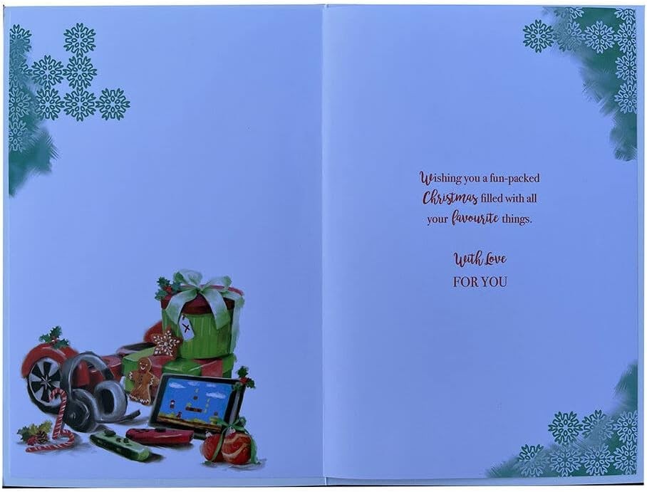 Special Son Christmas Card At Christmas Gaming Presents Design Lovely Verse