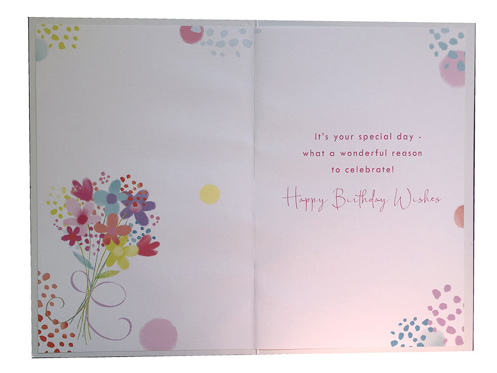 Auntie Happy Birthday Card  Bright Flowers & Bow Lovely Verse