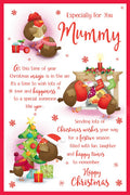 Mummy Christmas Card Cute Robin Tree Stockings 9" x 6" Lovely Verse